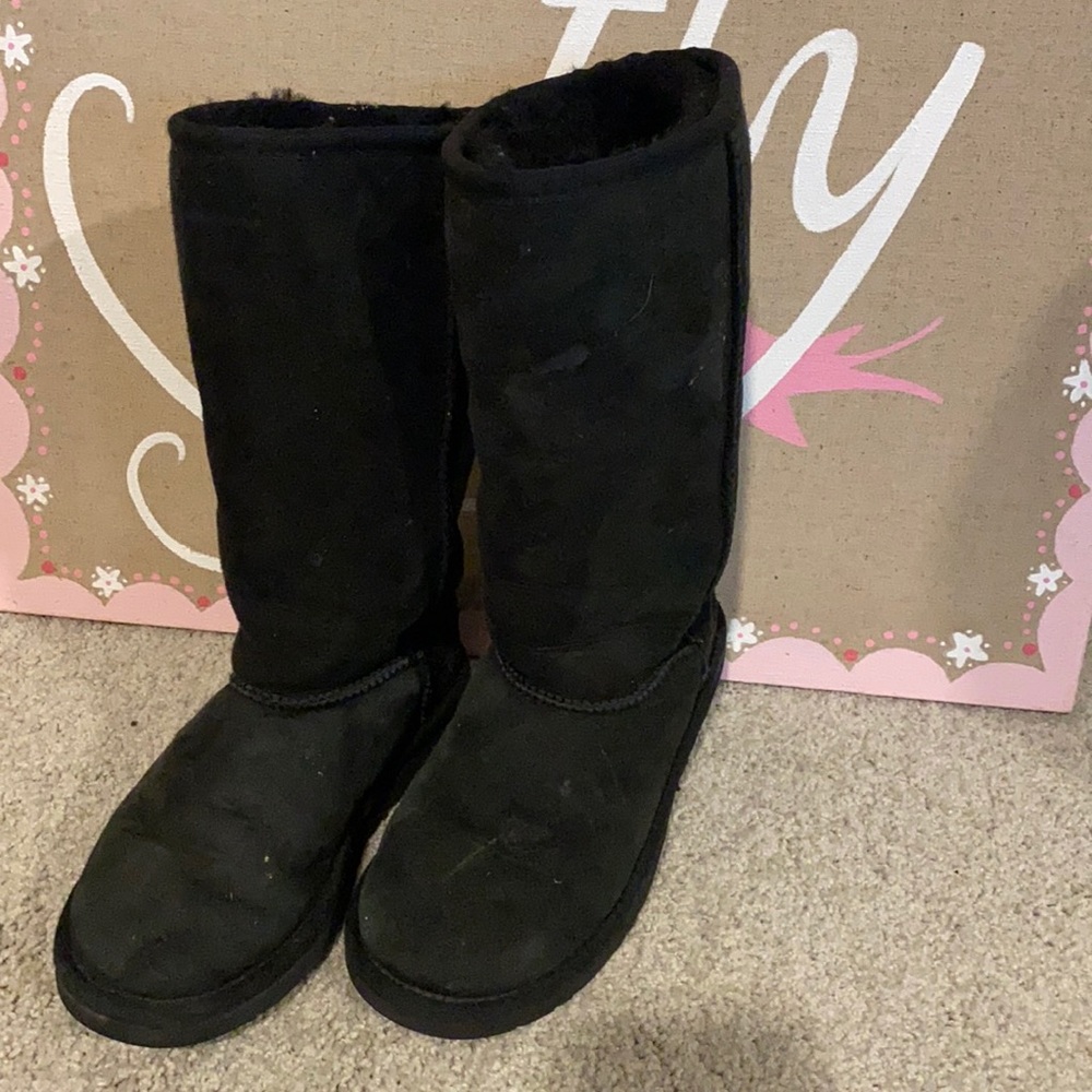 Ugg tall black boots girls size 1